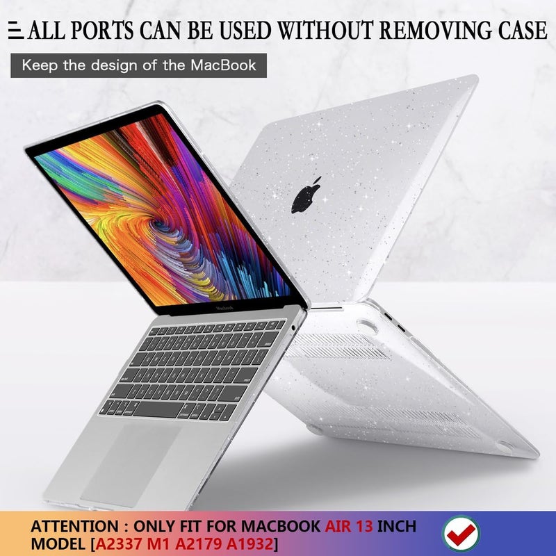 CISSOOK Clear Glitter Star Case for MacBook Air 13 Inch 2021 2020 2019 2018 Release A2337 M1 A2179 A1932, Plastic Sparkly Hard Shell Case with Keyboard Cover for MacBook Air M1 2020-2021 with Touch ID - Image 5